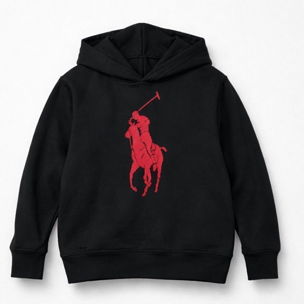 Polo by Ralph Lauren Black hoodie with large red polo horse graphic size 3/3T